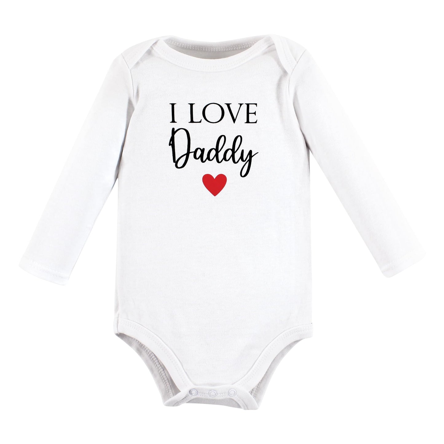 Hudson Baby Unisex Baby Cotton Long-Sleeve Bodysuits, Girl Daddy Red Black, 9-12 Months