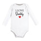 Hudson Baby Unisex Baby Cotton Long-Sleeve Bodysuits, Girl Daddy Red Black, 3-6 Months