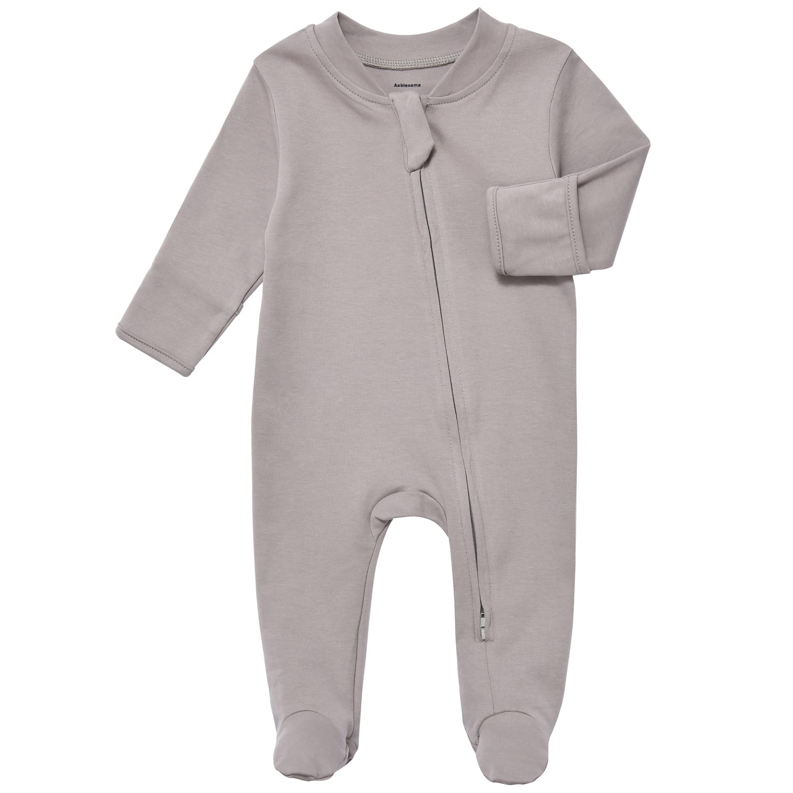 Aablexema Organic Cotton Baby Footie Pajama With Mittens - Infant Zip Up Sleep P WBBAPB0B84XHMFS