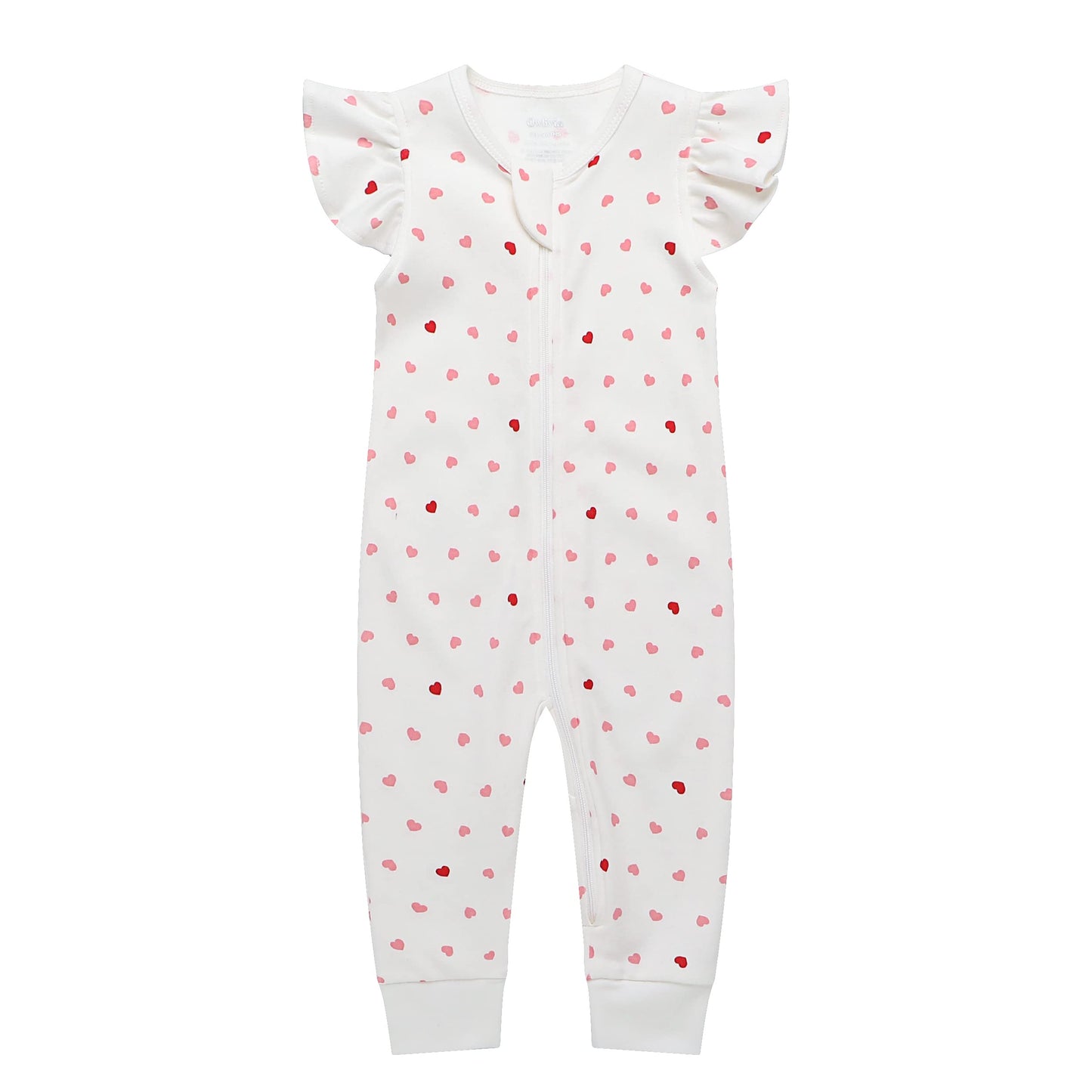 Owlivia Baby Boy Romper, Unisex Short-Sleeve Summer Outfit, 100% Organic Cotton Boy One-Piece Jumpsuit(3-6 Months, Ruffle Pink H