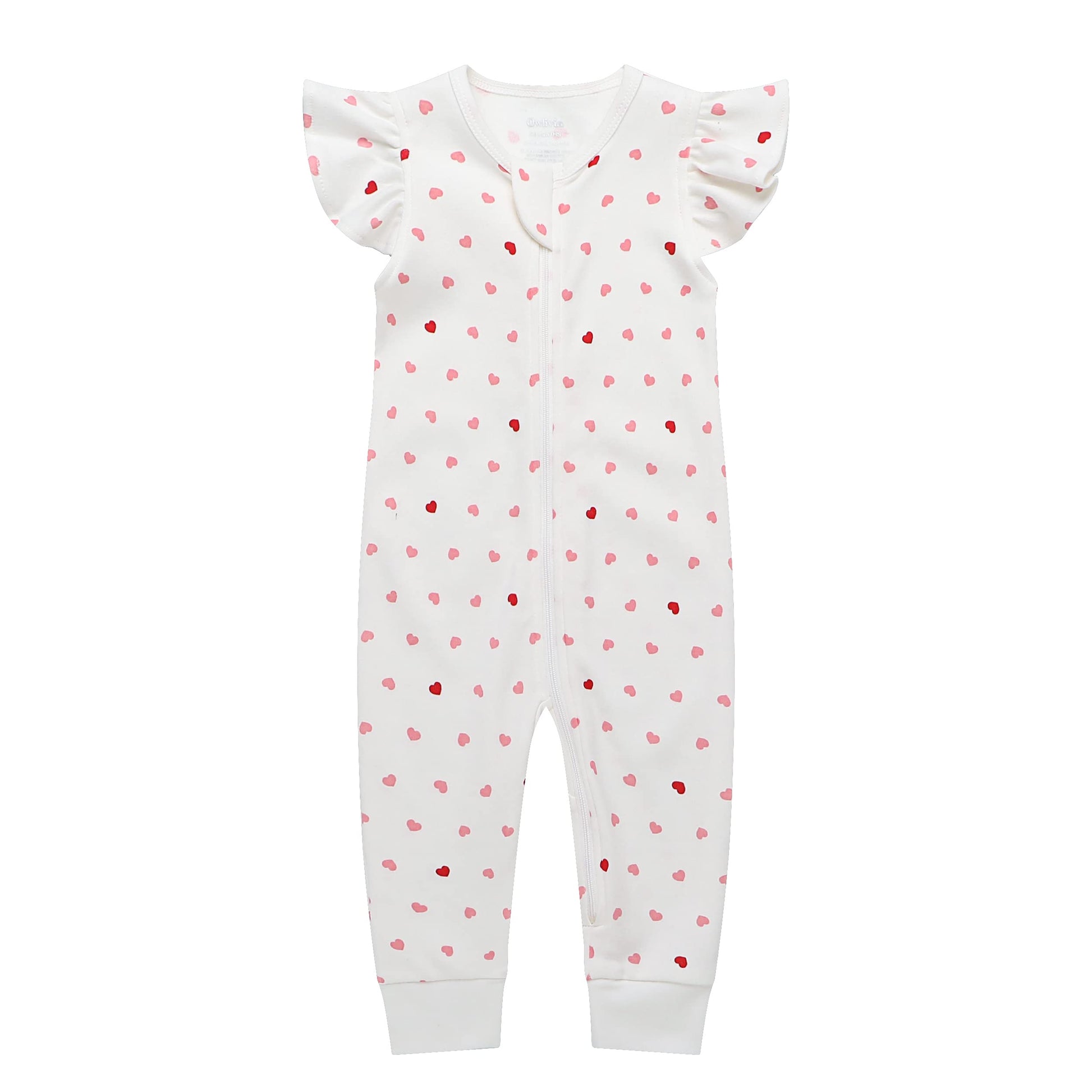 Owlivia Baby Boy Romper, Unisex Short-Sleeve Summer Outfit, 100% Organic Cotton Boy One-Piece Jumpsuit(3-6 Months, Ruffle Pink H