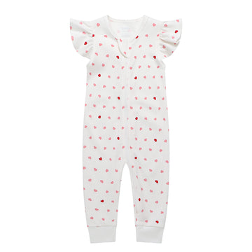 Owlivia Baby Boy Romper, Unisex Short-Sleeve Summer Outfit, 100% Organic Cotton Boy One-Piece Jumpsuit(3-6 Months, Ruffle Pink H