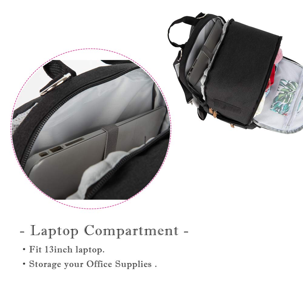 Breast Pump Backpack - Mother Outdoor Working Backpack With 13 Inch Laptop Compartment Fit Most Breast Pumps (Black)