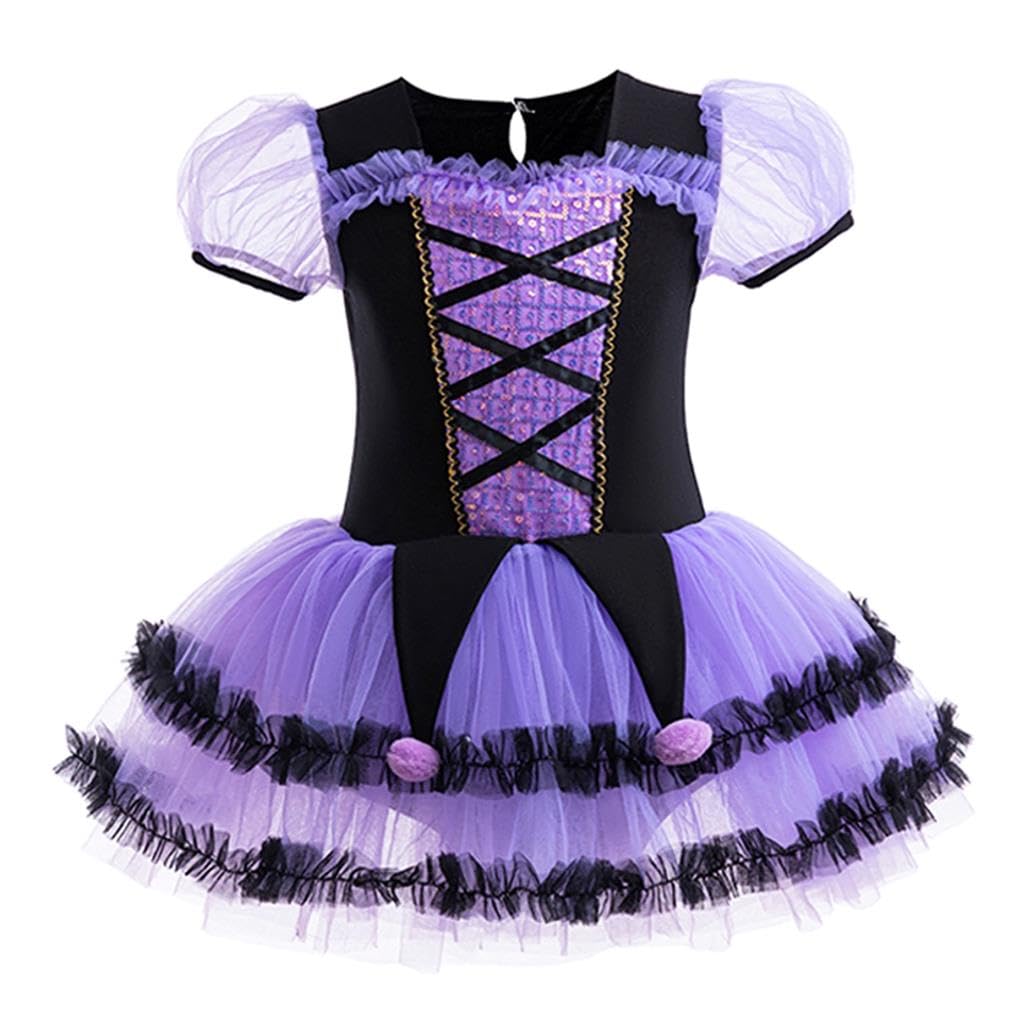 Dressy Daisy Girls Princess Tutu Ballet Dress Dance Ballerina Costume Outfit Leotard Tulle Skirt with Sequins and Pom Poms, Purp