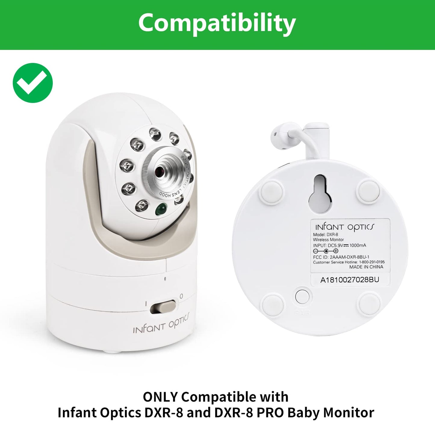 Wochel Adjustable Baby Monitor Wall Mount For Infant Optics Dxr-8 And Dxr-8 Pro Baby Monitor, Perfect View Angle And Easy Instal