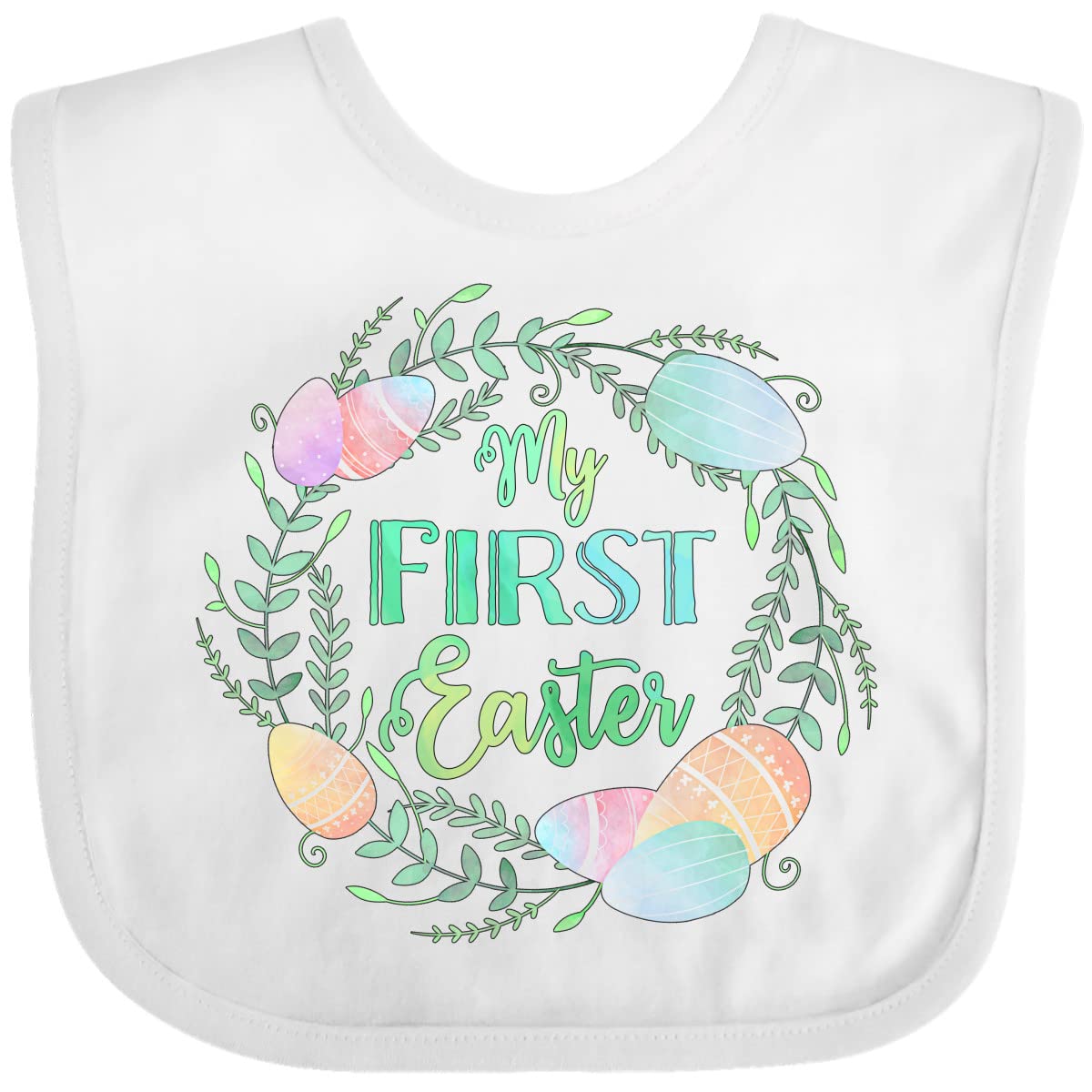 Inktastic My First Easter Pastel Colored Wreath Baby Bib White 3E859