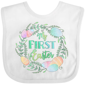 Inktastic My First Easter Pastel Colored Wreath Baby Bib White 3E859