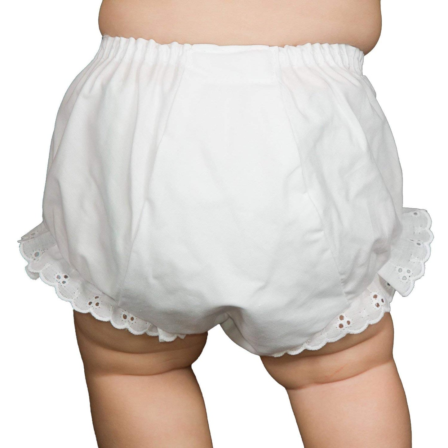 I.C. Collections Baby Girls White Double Seat Diaper Cover Bloomers, Size Nb
