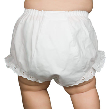 I.C. Collections Baby Girls White Double Seat Diaper Cover Bloomers, Size Nb