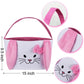 3Pcs Easter Bunny Basket For Kids- Canvas Cotton Carrying Gift And Eggs Hunt Bag, With Long Plush Ear Printed Rabbit Toys Bucket