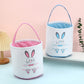 Waarms 2 Pack Easter Bunny Basket Bags For Kids, Canvas Cotton Personalized Egg Basket Hunt Bags Cute Rabbit Print Buckets For E