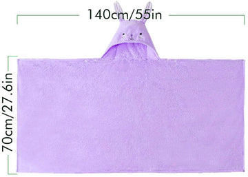 Romasa Toddler Hooded Bath Towel Ultra Soft Towel Highly Absorbent Bathrobe Blanket For Boys Girls- 27.5' X 55' (Purple)