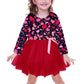 Toddlers Valentines Day Dress Heart Love Print Red Tulle Tutu Dresses 2-3T