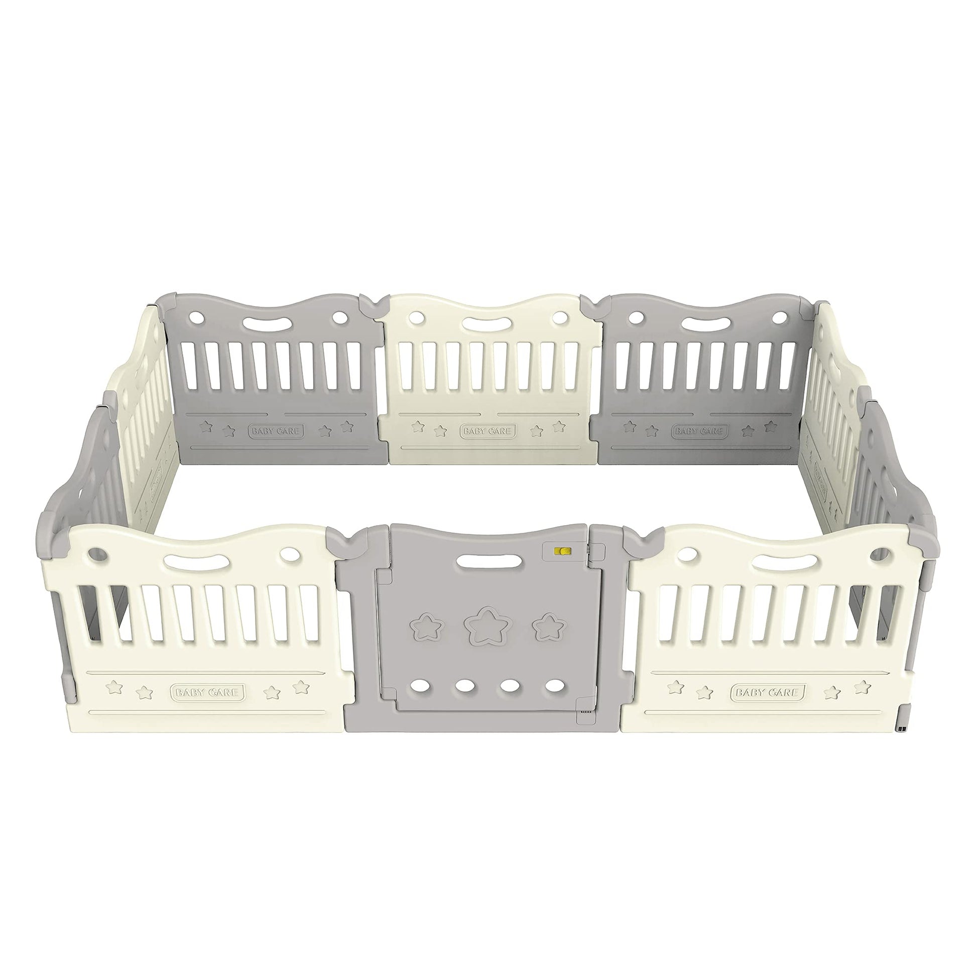Baby Care Play Mat Funzone Play Pen - Extra Large Baby Play Yard - Play Pen For Baby - Safe With Double Locking (Grey, Full Set)