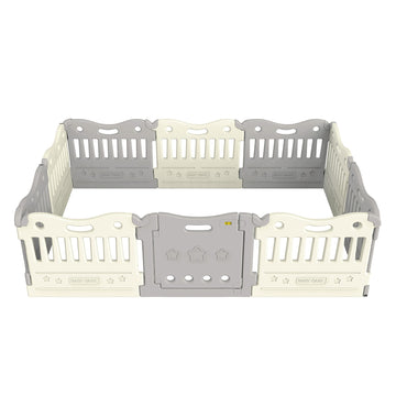 Baby Care Play Mat Funzone Play Pen - Extra Large Baby Play Yard - Play Pen For Baby - Safe With Double Locking (Grey, Full Set)