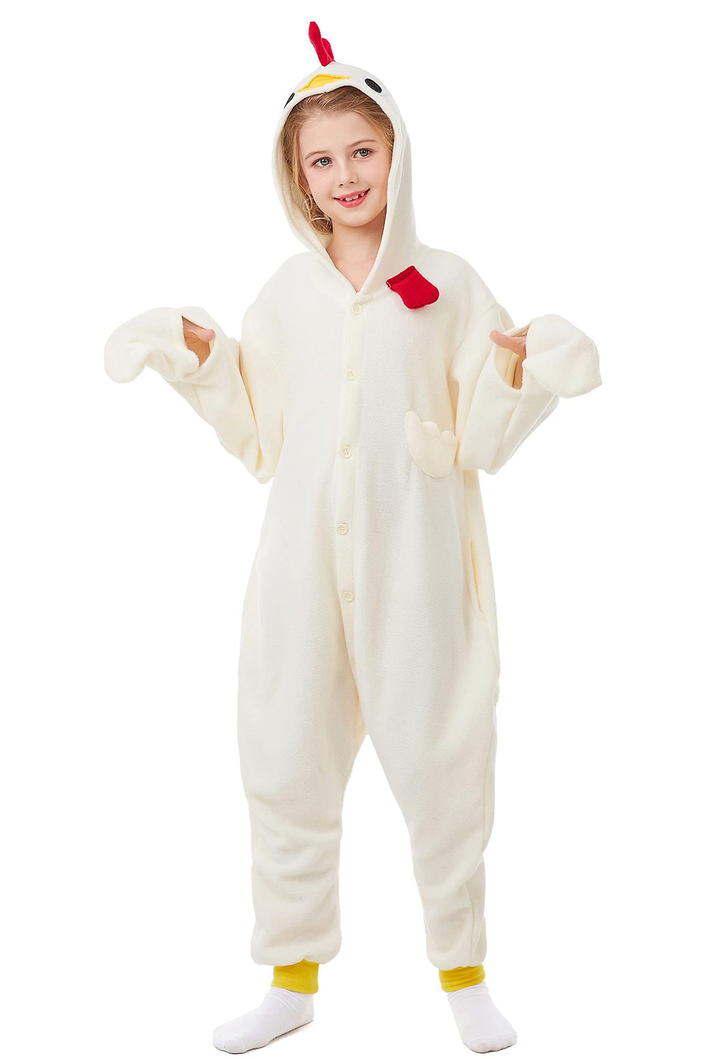 Canasour Kids Chicken Onesie Christmas Halloween Costumes Anime Cosplay Animal One Piece Pajamas 8-10 Years Girls (8(115#), Chic