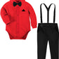 A&J Design Baby Boy Suits Ring Bearer Christmas Infant Valentines Day Gentleman Wedding Formal Dress Outfit Red And Black 9-12 M