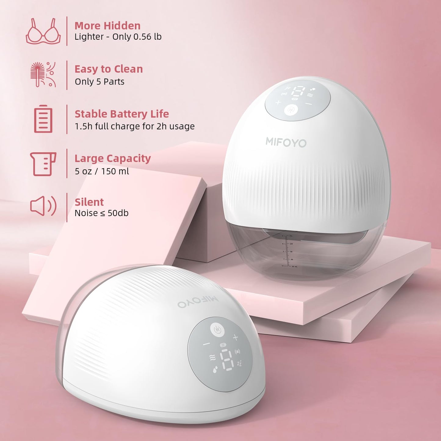 Wearable Breast Pump Hands Free: Electric Portable Breastfeeding Pump With 4 Modes & 9 Levels For Moms - Rechargeable Milk Pump