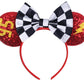 Razko Sequin Minnie Ears Headband, Glitter Red Lightning Mouse Ears With Bow, Park Princess Ears For Women, Girls, And Kids (Car