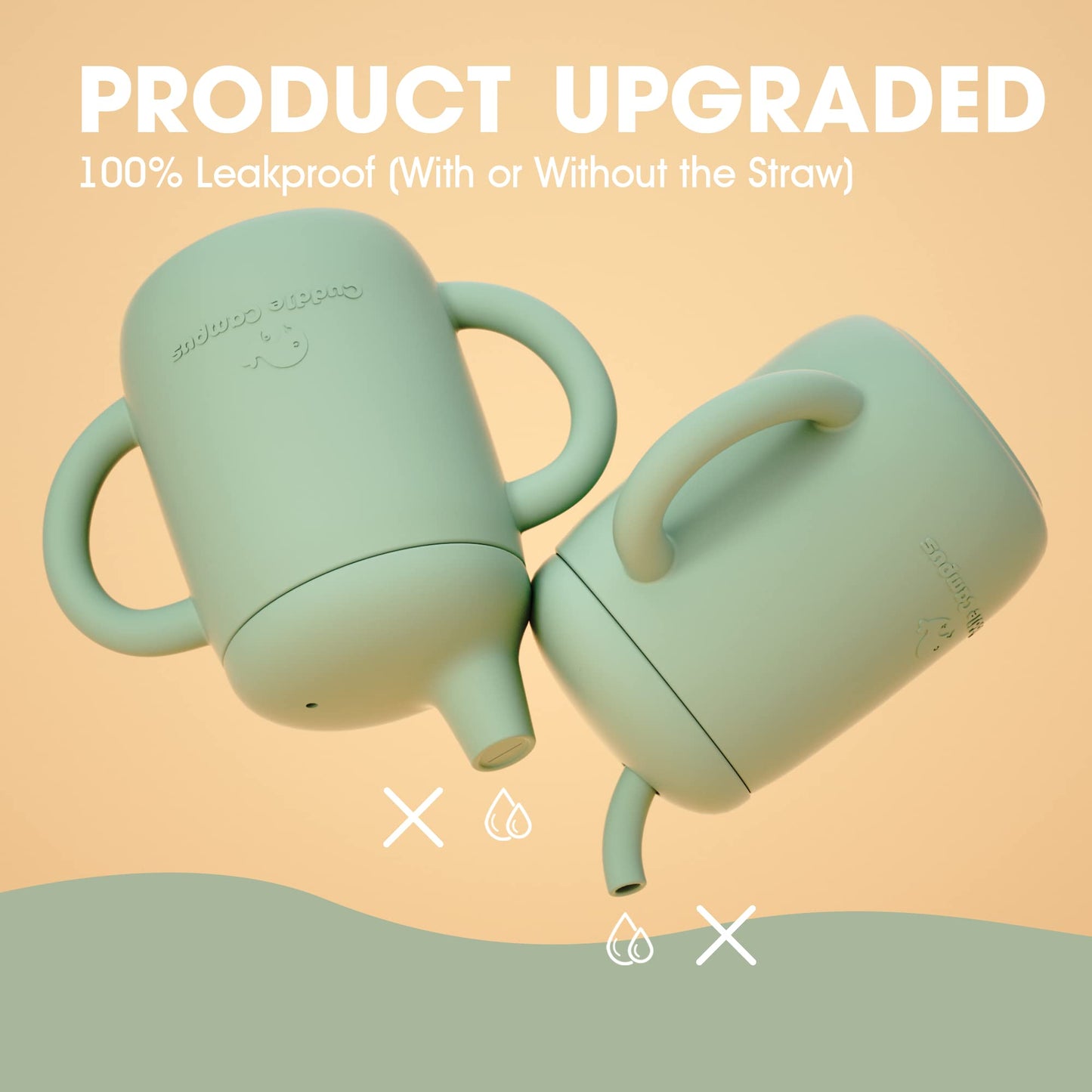 Cuddle Campus Sippy Cups,[4 In 1] 100% Silicone Toddler Cups,Shatterproof Straw Sippy Cup,Open Cup For 1/1+ Year Old Baby 7 Oz