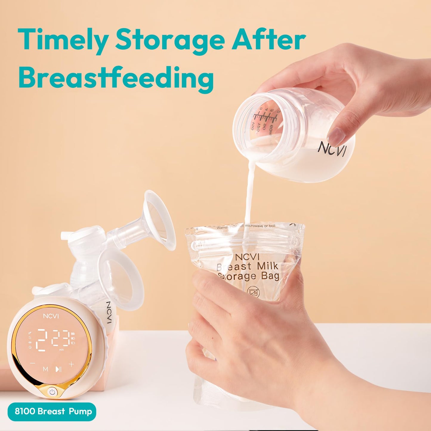 Ncvi Breastmilk Storage Bags, 25 Count Milk Storage Bags For Breastfeeding, 7Oz Breast Milk Storage Bags With Temp-Sensing, Doub