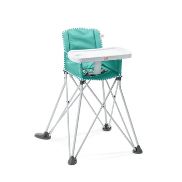 Bright Starts Pop 'N Dine Portable High Chair, Indoor/Outdoor, BPA Free Tray, Easy to Fold, Unisex, Teal, 6 Months +