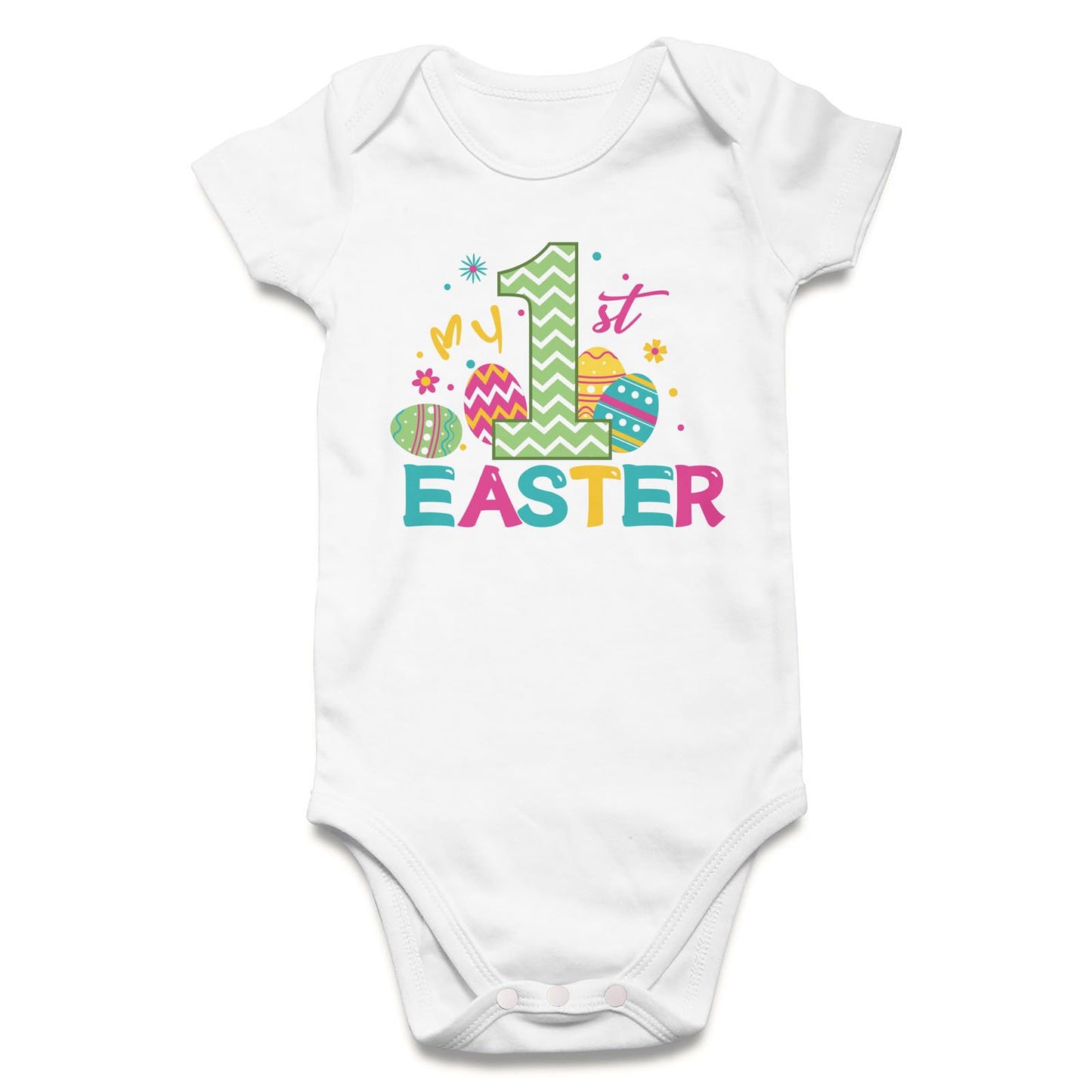 Unicomidea Baby Boy Rompers My First Easter Day 3-6 Months Newborn Clothes Short Sleeves Cotton Outfit For Baby White Easter Egg