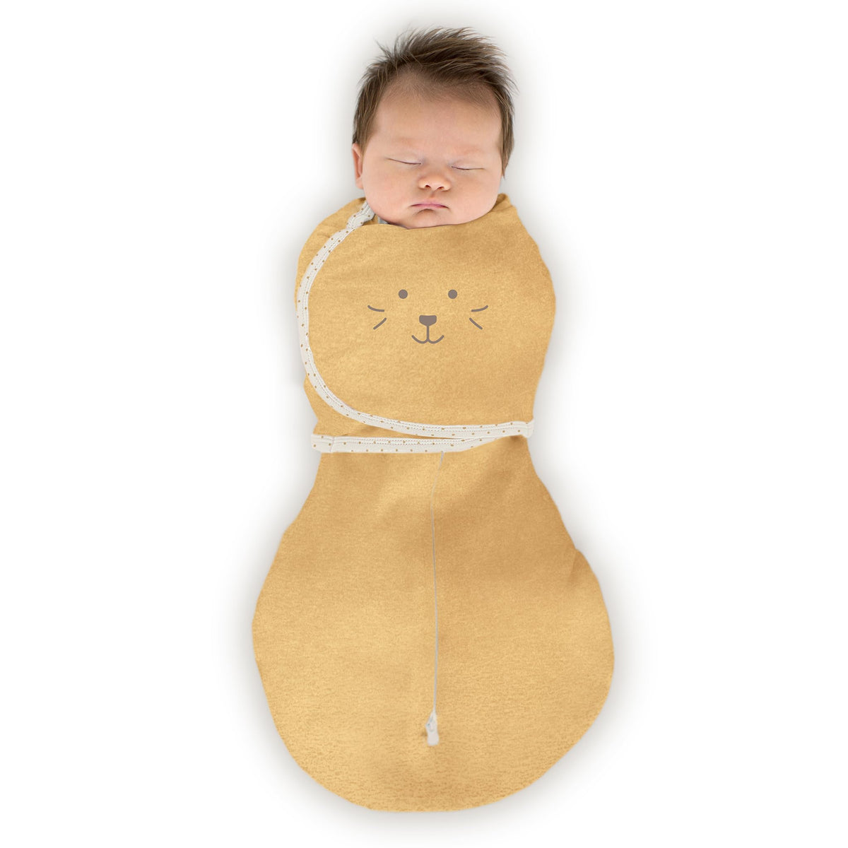 SwaddleDesigns 6Way Omni Swaddle Sack with Wrap, Gold Animal Face, 1218lb