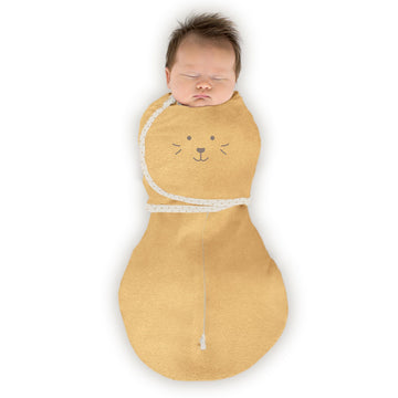 SwaddleDesigns 6Way Omni Swaddle Sack with Wrap, Gold Animal Face, 1218lb