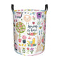 Pevtufa Spring Hand Drawn Flowers Birds Foldable Laundry Basket Organizer,Fabric Clothes Toy Storage Basket Nursery Hamper Stora
