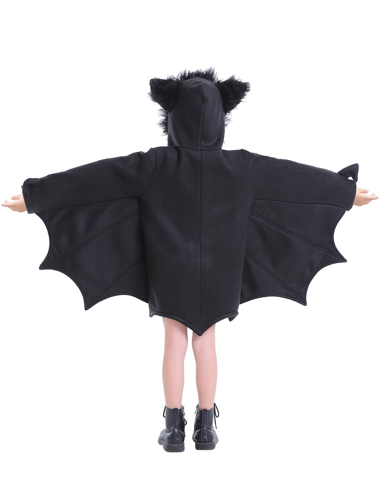 Bat Costume For Kids Animal Cosplay Girls Black Cute Cozy Children Halloween Vampire Zipper Dress L