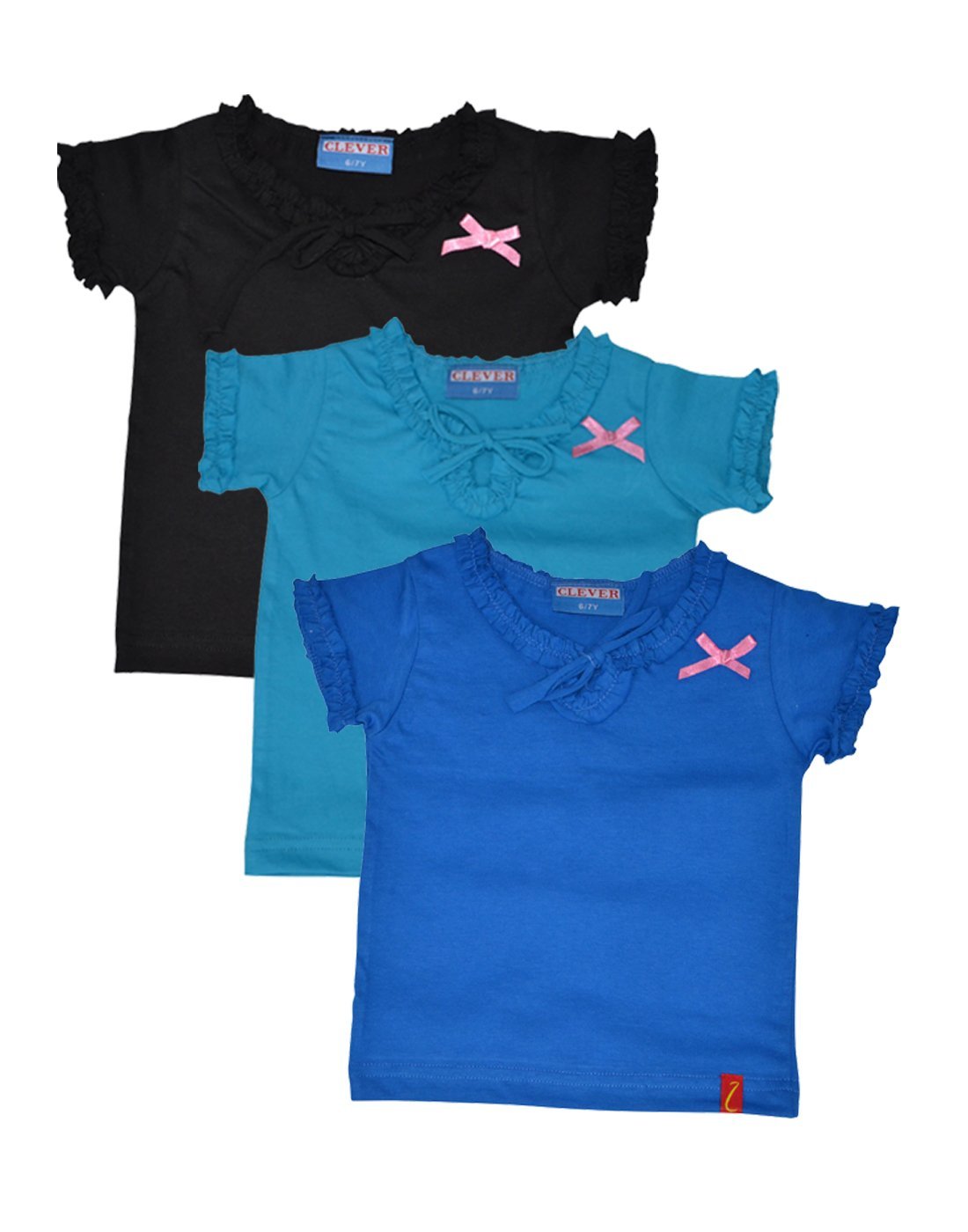 Clever Baby Girls Tshirt(ZCGT004BLKBLULBLU45Yrs_Multi_45 Years)