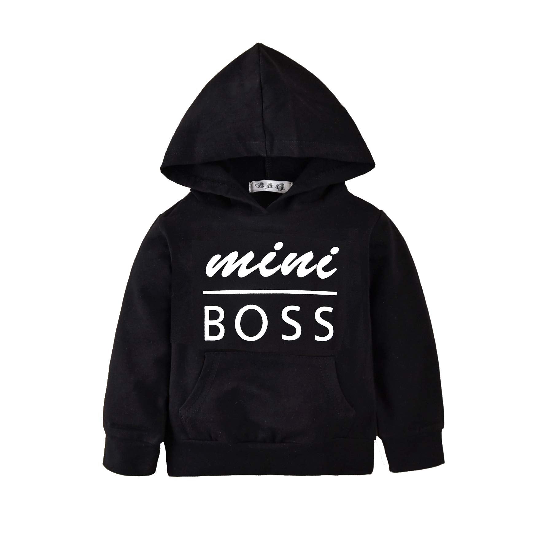 Aalizzwell Toddler Baby Long Sleeve Hooded Sweatshirt Pocket Pullover Hoodies For Boys Girls (Black-1, 3T)