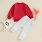 Fiomva Baby Boy Valentines Day Outfit Toddler Fall Sweatshirt Pants 2 Piece Set Infant Winter Jumper Top Clothes (P Valentines D