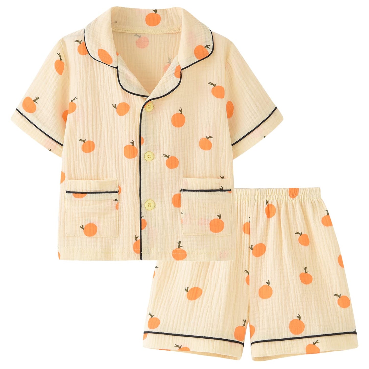 Biniduckling Baby Short Sleeve Pajamas For Toddler Boys Girls 18 Months Orange