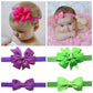 2Pc/Set Baby Girls Grosgrain Ribbon Hairband Set Ribbon Bows Hair Tie Headband Jb10 (4-Green)