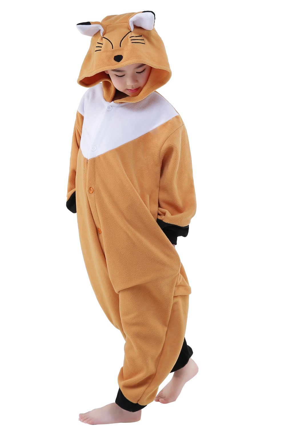 Canasour Fox Onesie Kids Halloween Cosplay Costume Girls One Piece Pjs Anime Unisex Hoodie Pajamas Brown For 4T Boys Party Pyjam