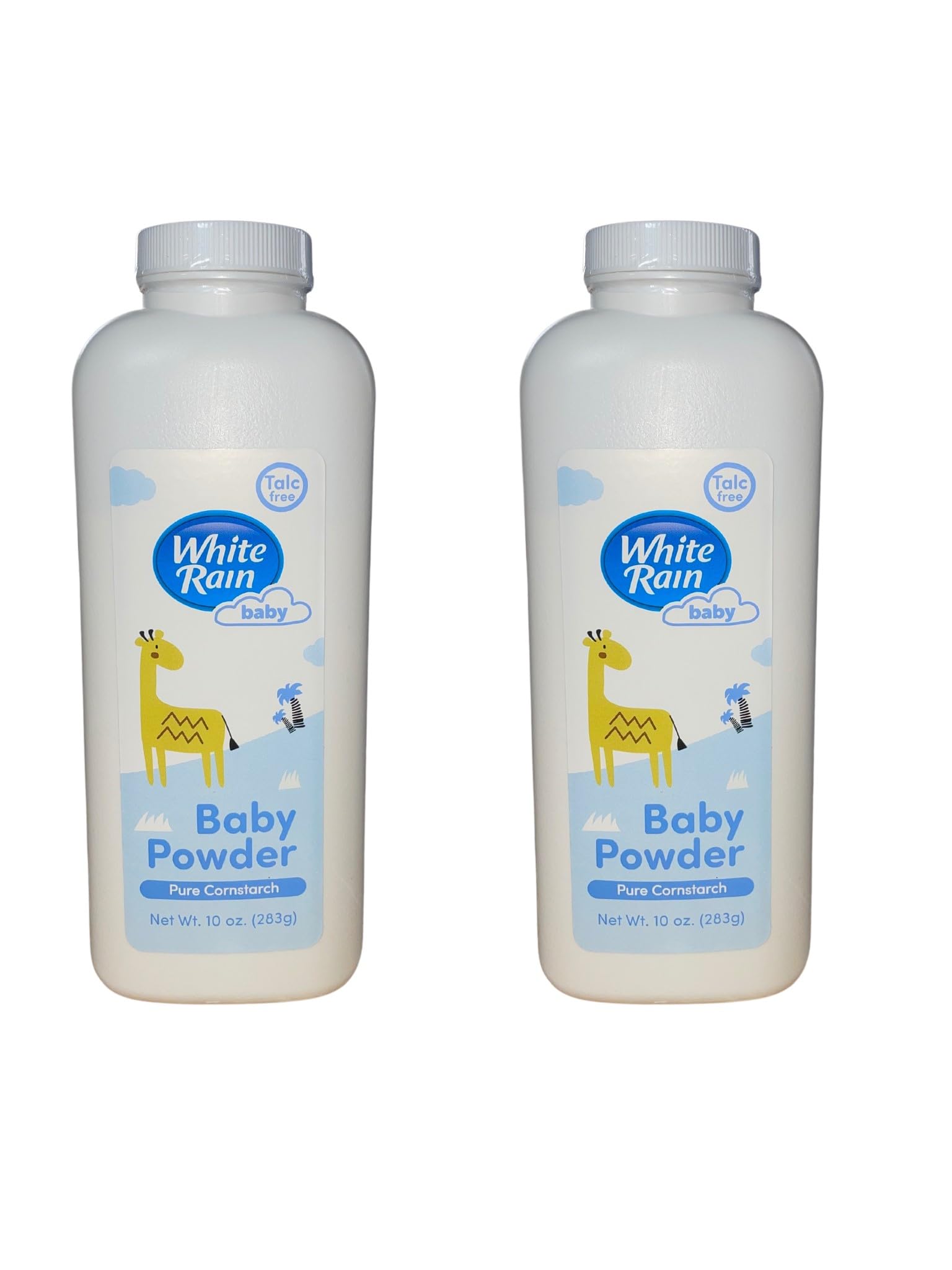 White Rain Baby Powder for Sensitive Skin Pure Cornstarch BPA Paraben and Talc Free with Vitamin E (2-10oz Bottles)