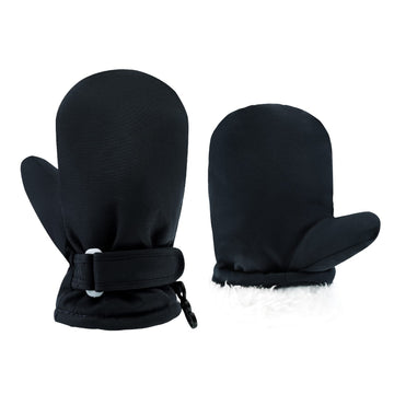 Toddler Waterproof Mittens Fleece Lined Baby Boys Girls Winter Warm Glove Kids Snow Infant Ski Mitten For 3M-5T (Black, 1-2T)