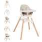 Komcot High Chair, 6 in 1 Wooden Convertible High Chairs for Babies and Toddlers, Booster Seat with Double Tray & Reversible Foo