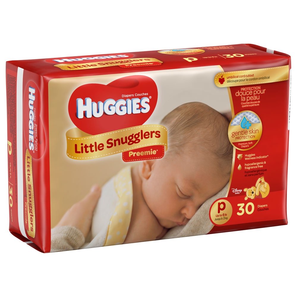 Huggies Gentle Care Preemies Diapers, Size P, 180-count