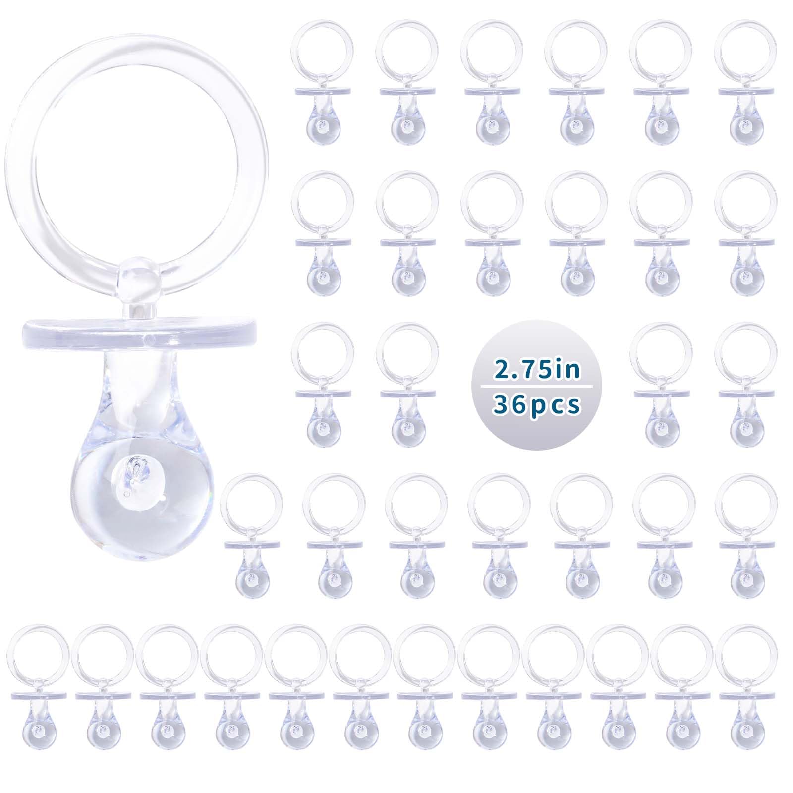 Pacifiers For Baby Shower Game, 36Pcs Plastic Pacifiers For Baby Shower Decoration Diy, Large Size Baby Shower Pacifiers, Gender