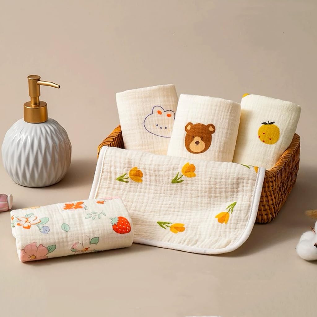 8Pcs Baby Washcloths Soft Set | Baby Muslin Washcloth | Face Towels For Newborn With Sensitive Skin | Shower Gift For Baby Regis