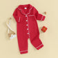Baby Girl Boy Pajamas Romper Button-Up One-Piece Pajamas Onesie Footie Red Valentines Pjs Newborn Hospital Clothes (Red, 3-6 Mon