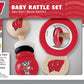 BabyFanatic Wood Rattle 2 Pack - NCAA Wisconsin Badgers - Officially Licensed Baby Toy Set