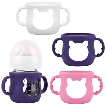 3 Pack Silicone Sleeves For Avent Natural Glass Baby Bottles, Anti Breakage Baby Bottle Sleeves With Handles, Compatible Philips