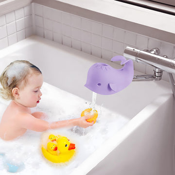 Pandaear Baby Bathtub Faucet Cover For Kids Toddlers - Bath Spout Cover For Baby Bathroom Tub, Whale (Purple)