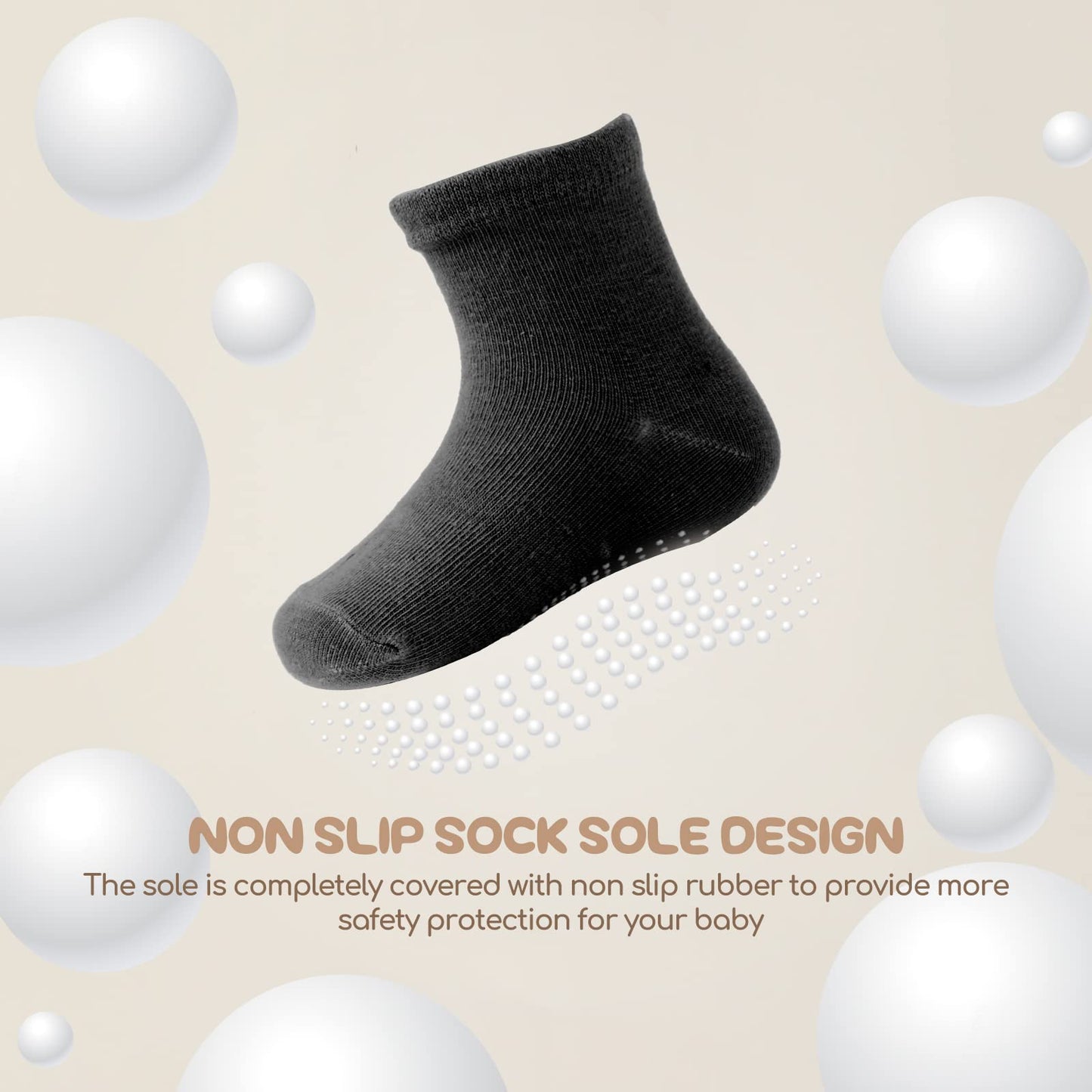 Aroveea Non Slip Grip Ankle Baby Socks 1-3 Years Old Black For Toddler Boys And Girls Kids Socks 12 Pack,Infant Cute Cotton Baby