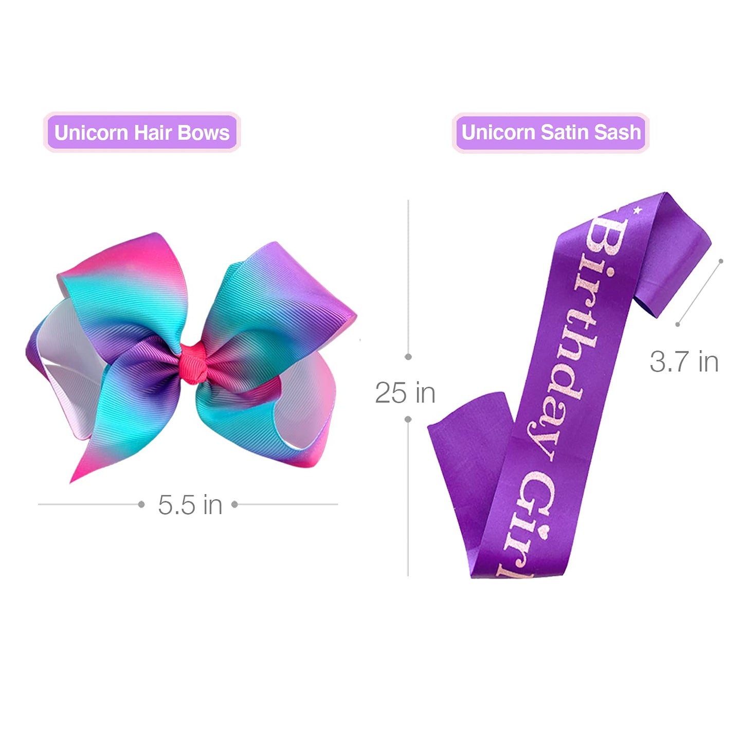 Birthday Girls Costume - Headband, Shirt, Tutu Skirt Dress, Satin Sash - Unicorn Gifts For Girls (Birthday Girl 7, 8 Years)