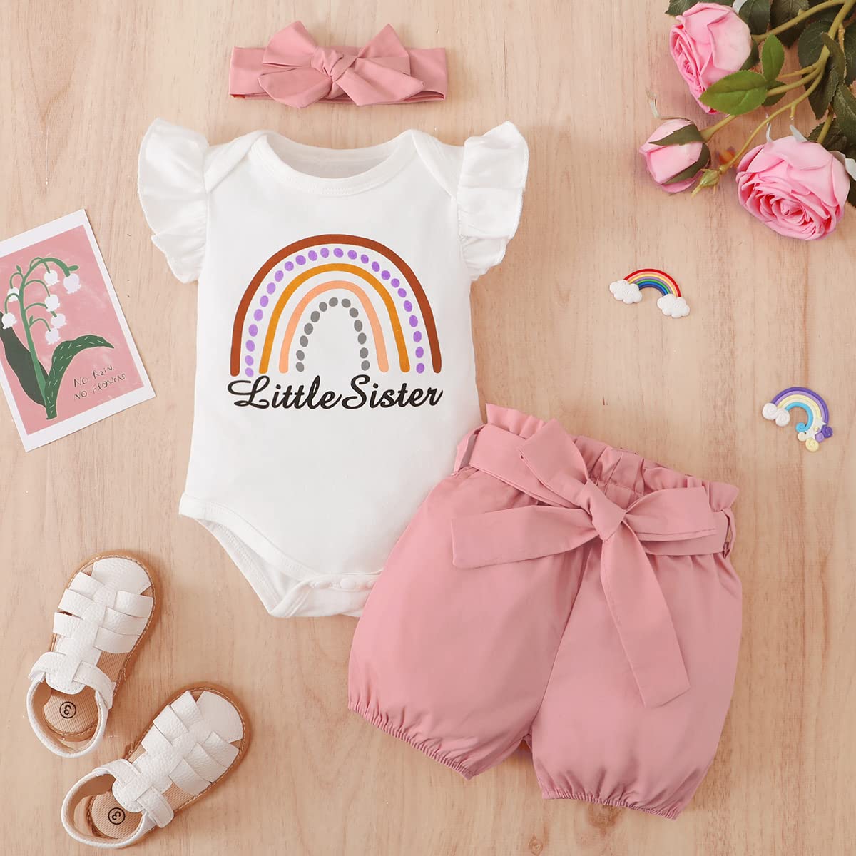 Birthday Shark Big Sister Little Sister Matching Outfits Matching Sister Outfits Matching Outfits For Girls (Pink-Little Sister,